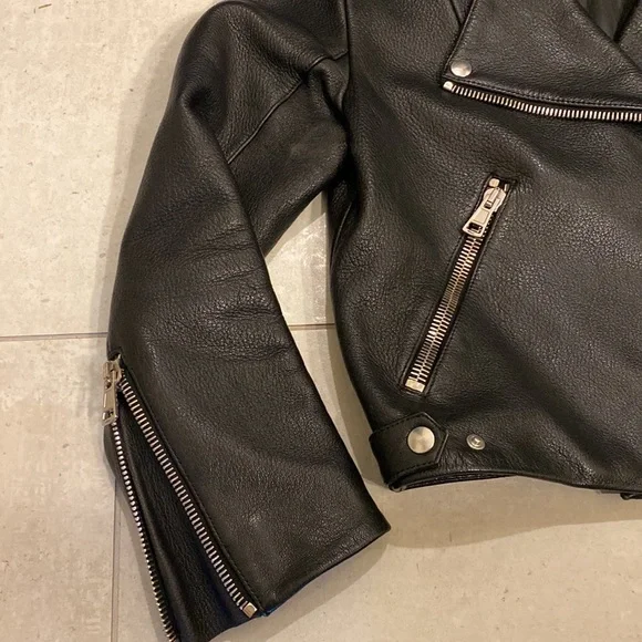 Acne Studios Black Leather Rita Jacket size 34 - Picture 4 of 15